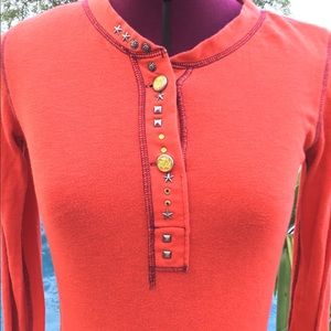 Free People long sleeve orange shirt sz Xs